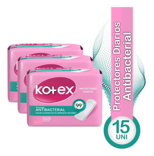 Protectores Diarios Femenino Antibacterial 15 Und Kotex