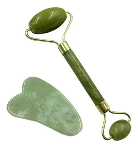 Set De Rodillo Facial Piedra Jade Y Cintillo Spa