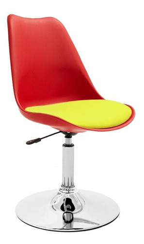 Silla Tulip Eames Para Escritorio Con Base Fija Newmo Roja De Asiento Amarillo