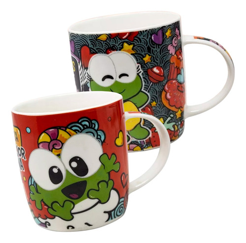 Taza Para Cafe Loi Woops Pizarron Porcelana Set 2 Pzs 350ml