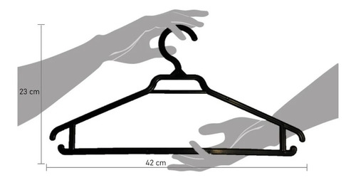 Imagen 2 de 4 de Colgadores De Ropa Plástico Negro - Pack 50 Unidades