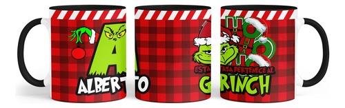 Taza Personalizada Grinch Letra Navidad 11oz Asa Color 1pz
