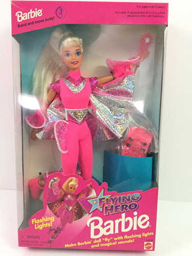 Barbie Flying Hero Doll W Cape Brillante! ¡luces Y Sonidos!