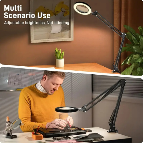 Lámpara Led De Escritorio Con Lupa Con Brazo Pedestal