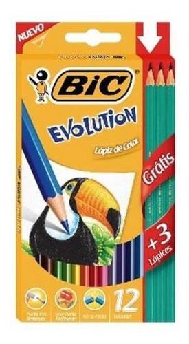 Colores Bic Evolution 12 Unidades + 3 Grafitos