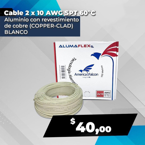 Cable Spt  2 X 10,  60º C De Aluminio 