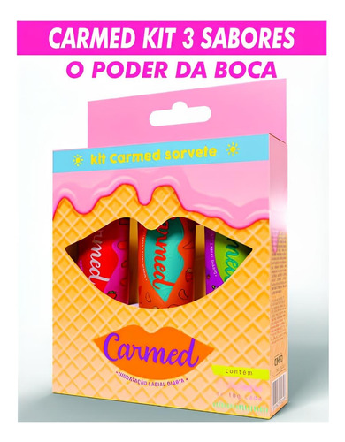 Kit Carmed Sorvete Verao Com 3 Bisnagas De 10g Por 30$