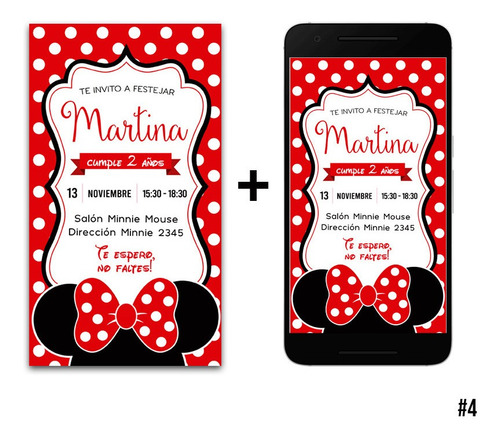 Tarjeta Cumpleaños Imprimible Y Whatsapp Minnie 2 Formatos