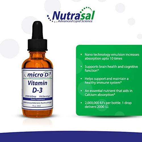 Nutrasal Micro D3 Gotas Vitamina D3 Alta Concentración 30 Ml