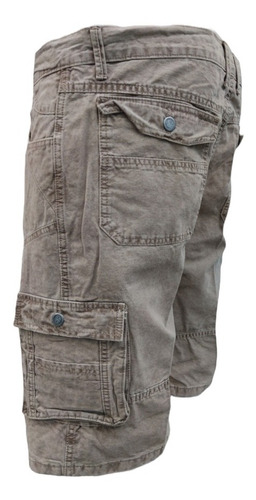 Bermuda Tipo Cargo Para Hombre En Gabardina