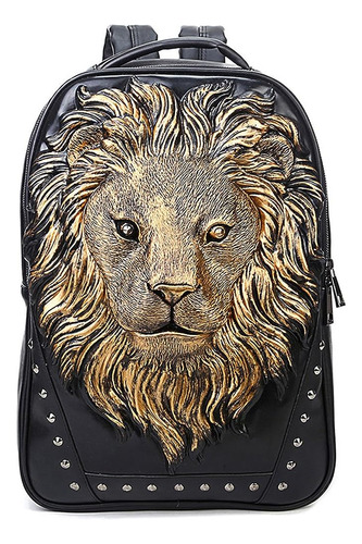 Mochila Urbana Porta Computadora De Cuero Pu Leon 3d