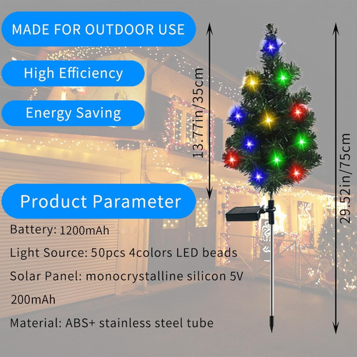 Luces Solares De Estaca De Jardín Para Árbol De Navidad, Luc