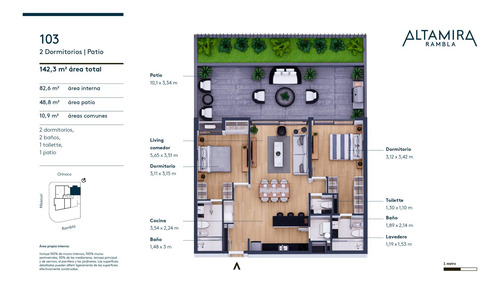 Venta Apartamento Dos Dormitorios Tres Baños Malvín Patio Exclusivo Soleado