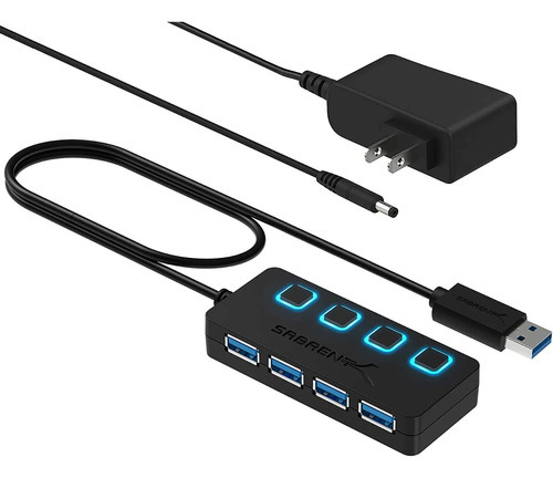 Hub 4 Puertos Usb 3.0 Sabrent Hb-ump3 C/adaptador 5v / 2.5a