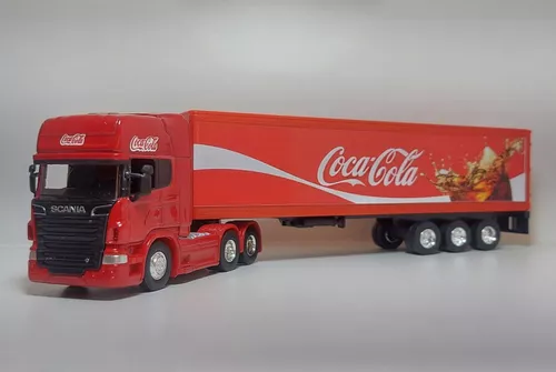 Miniatura Caminhão Scania - Baú Coca Cola Escala 1/64 25 Cm