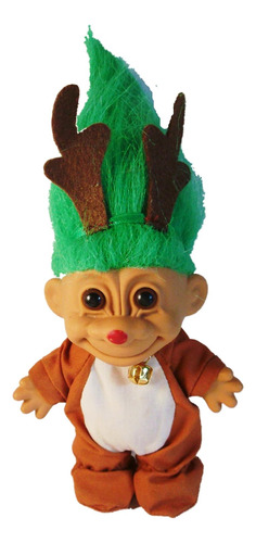 Muñeca Troll De Navidad Con Pelo Verde De 4.5 Pulgadas Russ