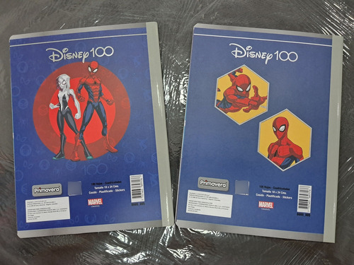 Cuaderno Cuadriculado 100 Años Disney ( Cars / Spiderman )