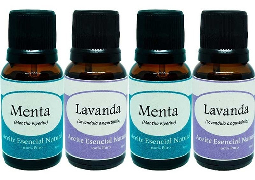 Lavanda Y Menta Aceite Esencial Natural 15ml 4 Pieza Frascos