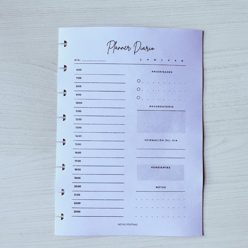 Repuesto Planner Diario | Cuaderno Inteligente | 50 Hojas Blanco Planner Diario 2025