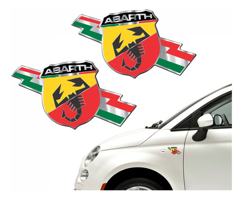 Par De Emblemas Abarth Fiat 500 Punto Bravo Adesivo Escudo