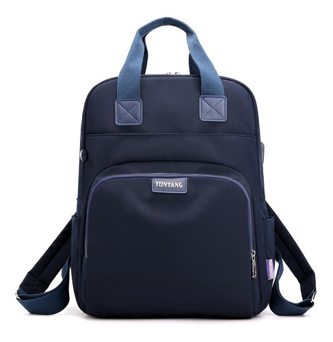 Mochila Feminino Multifuncional Notebook Viagem Com Usb A Cor Azul-escuro