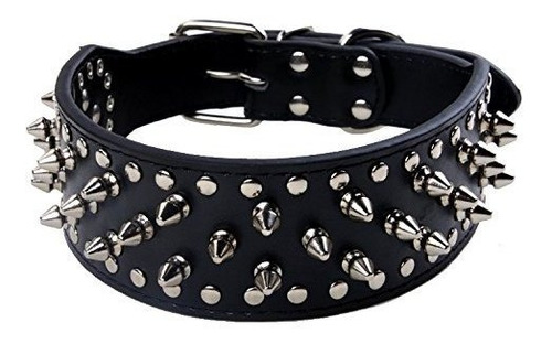 Imagen 1 de 8 de Perro Bonawen Collar De Cuero Con Tachuelas Collar Con Púas
