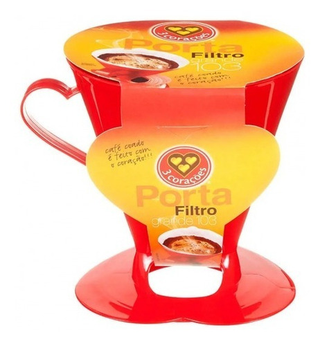 Porta Filtro De Café 3 Corações N 103 Vermelho