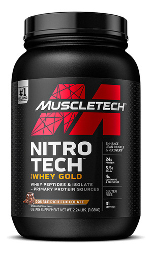 Muscletech Nitro Tech Whey Isolate Gold 2lb (913g) Isolado Sabor Double Rich Chocolate 