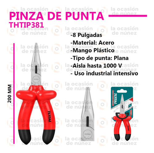 Pinza De Punta + Alicate Alta Tension Aisladas Total