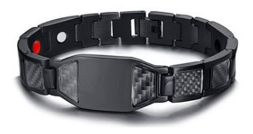 Imagen 3 de 6 de Pulsera Magnetica Acero Titanio Terapia Imanes Black Hombre