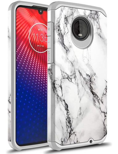 Funda De Marmol Blanco Para Moto Z4 Play