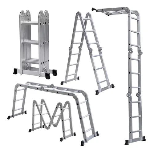 comprar Escalera Plegable Aluminio De 12 Peldaños Multiusos Multiposiciones 8 En 1 Capacidad 150kg Altura 3.5m