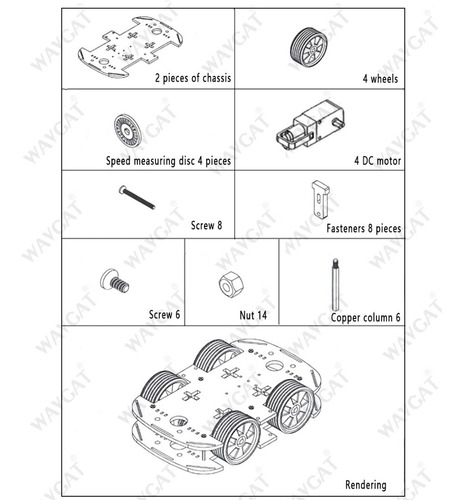 Chasis Carrito 4 Llantas Arduino 4wd Seguidor Linea
