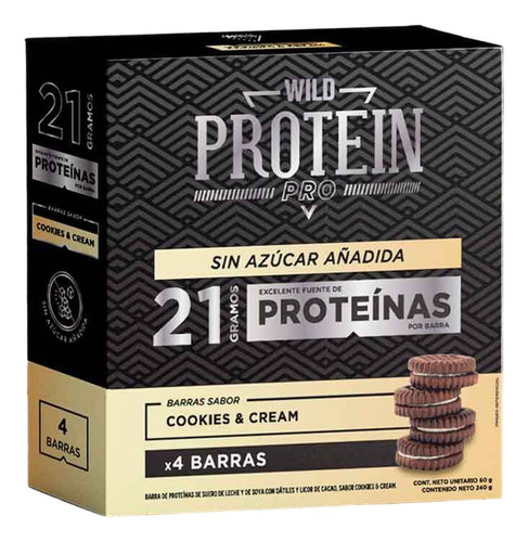 Caja De 4 Barritas Wild Foods 21g Proteína Cookies & Cream