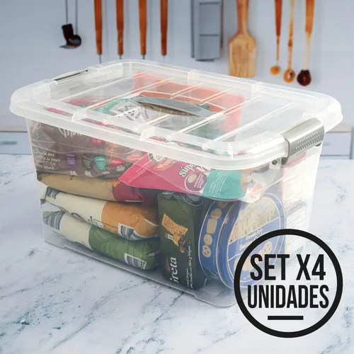 4 Cajas Organizadoras Plásticas Transparentes Grandes Tapa 1