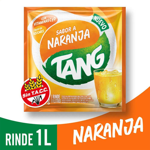 Imagen 2 de 9 de Jugo Polvo Tang Naranja C + D Sin Tacc Libre De Gluten X20