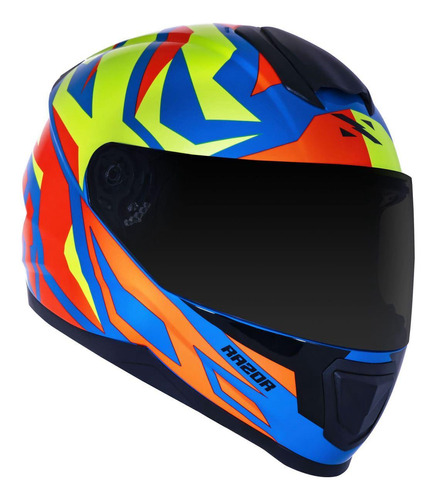 Capacete Norisk Ff802 Razor Cutting Azul Amarelo Fluor E Ve