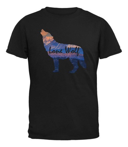 Camiseta Para Lone Wolf Lanscape Negra 3x-LG