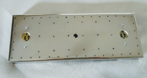 Imagem 4 de 6 de Base De Aço Inox Retangular 32,5 X 12,5 Cm Lustres 56 Furos