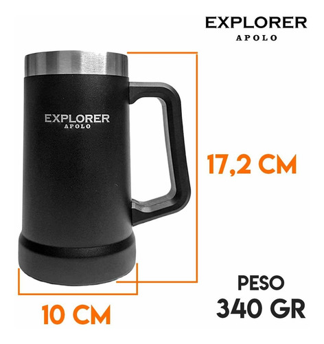 Imagen 3 de 10 de Vaso Jarra Térmico Explorer Chop 700 Ml Cerveza Fernet