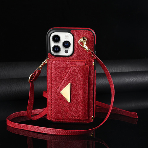 Funda Tipo Cartera Con Correa For El Hombro For iPhone 16, 15 Y 14