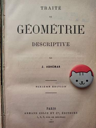 Libro Geometrie Descriptive Adhemar, J. 116c3