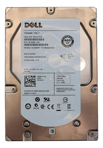 Hd Dell Sas 600gb 3.5 15k.7 0w347k 9fn066-150 St3600057ss Com Nota F Cor Prateado