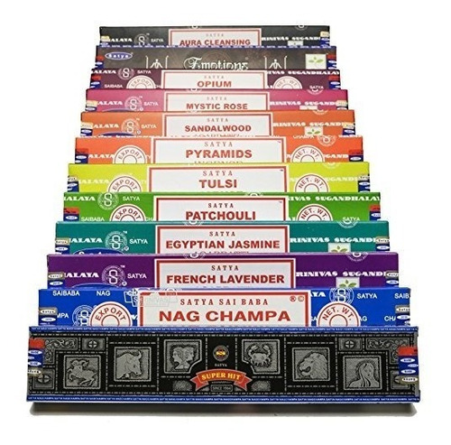 Incenso Nag Champa Satya Aromas Misto 12cx De 15gr+incensari