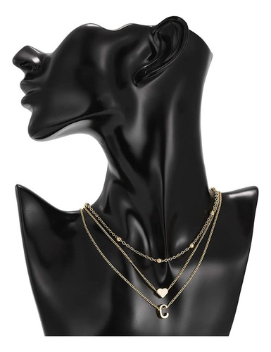 Collar Con Colgante De Inicial C De Corazón En Capas Hifunny