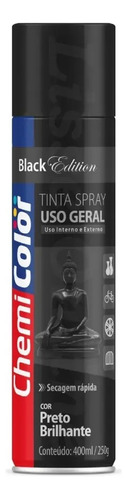 Tinta Spray Preto Brilhoso 6 Unidades Para Pintar Rodas