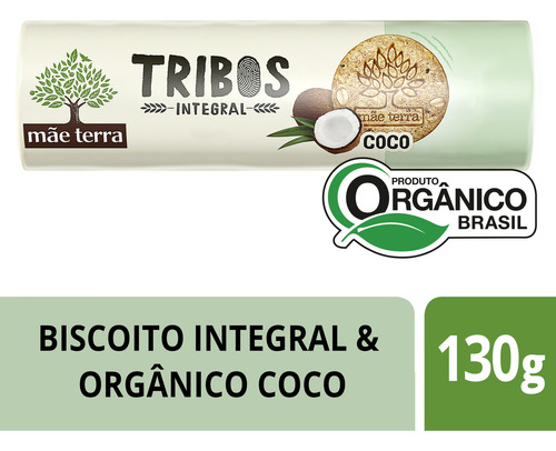 Mãe Terra biscoito integral orgânico coco tribos pacote 130g