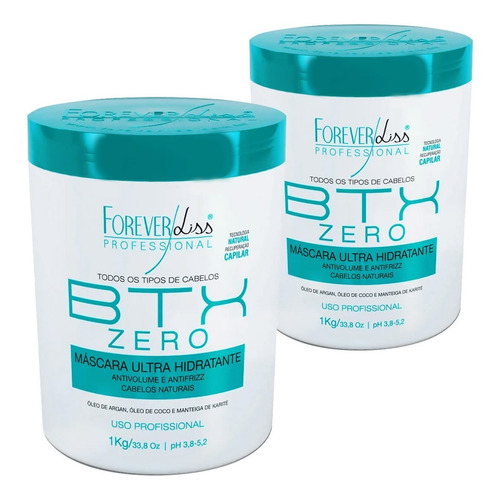 Kit 2 Botox Btx Zero Forever Liss Sem Formol Liso Natural 1k