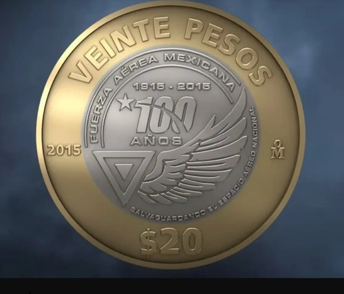 Moneda Conmemorativa De 20 Pesos  100 Años Fuerza Aerea Mexi