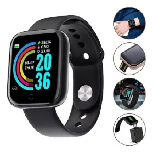 Reloj Inteligente Y68; Monitor De Actividad Física Sa Blanco Negro